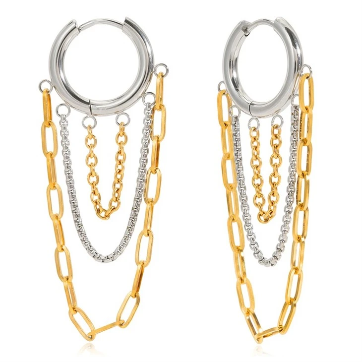 Multi Tassel Chain Hoop Earrings factory