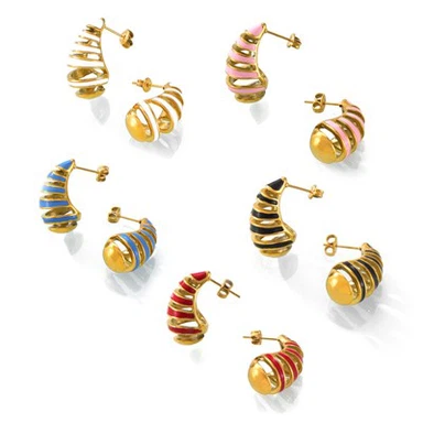 에나멜 눈물 드롭 스터드 이어링