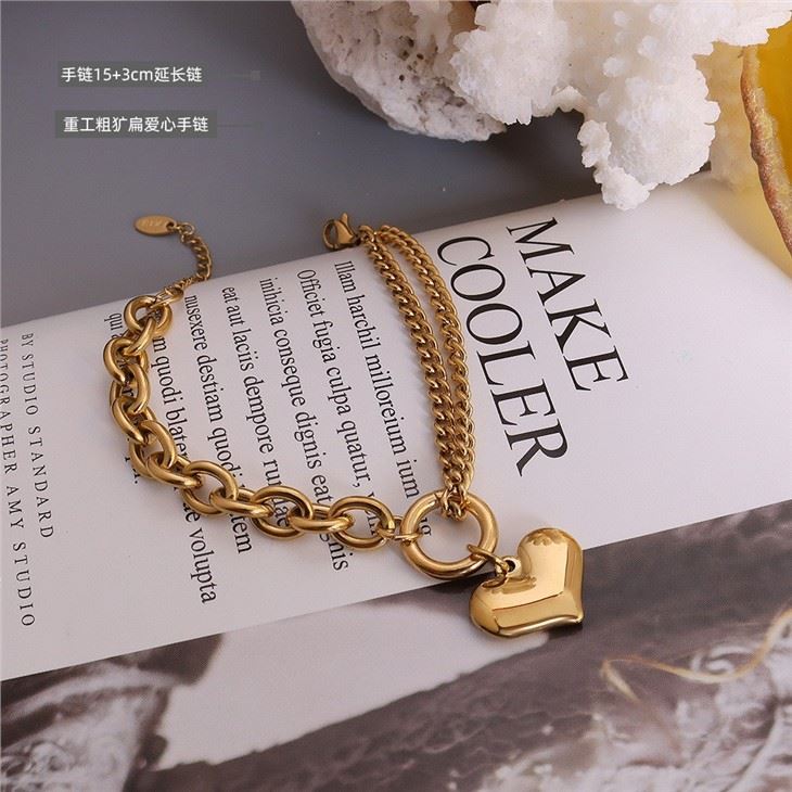 gold heart chain bracelet