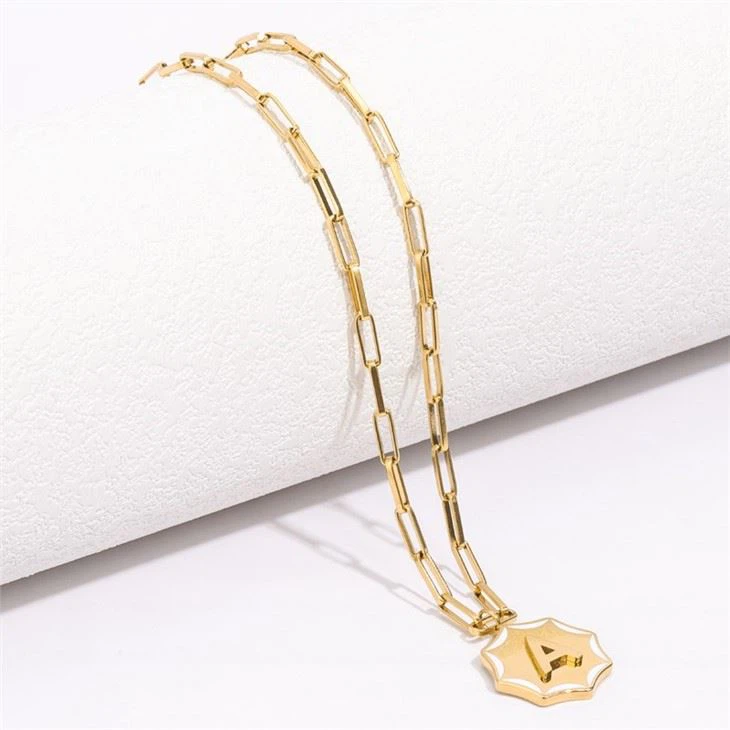 stainless steel initial pendant necklace