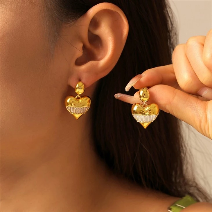 Copper Heart Earring
