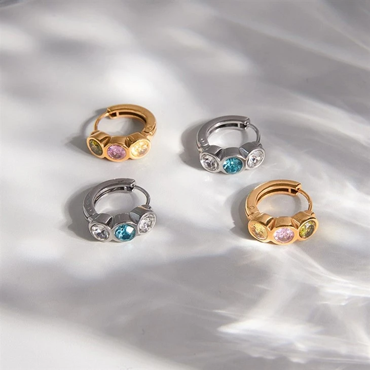 Spring Color CZ Huggie Hoops price