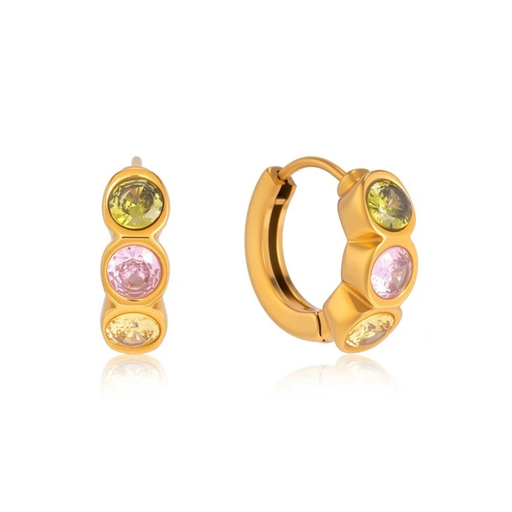 Spring Color CZ Huggie Hoops best