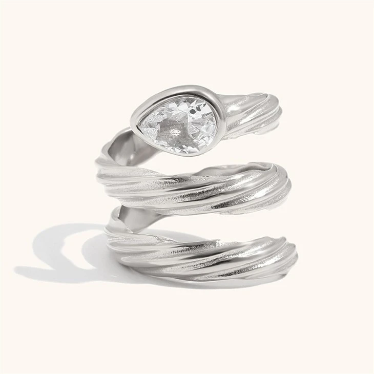 Teardrop CZ Triple Spiral Riasng price