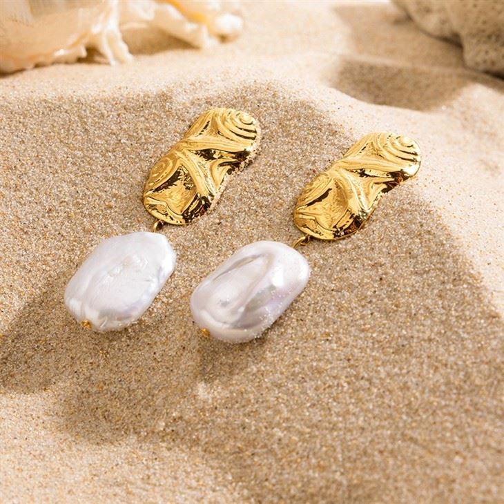 Textured Baroque Pearl Drops high quality